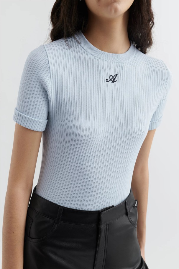 Axel Arigato Honor Strikket T-skjorte Lyseblå