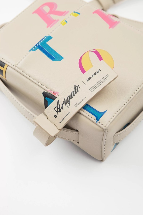 Kubisk Monogram Skinnveske Axel Arigato Blek Beige