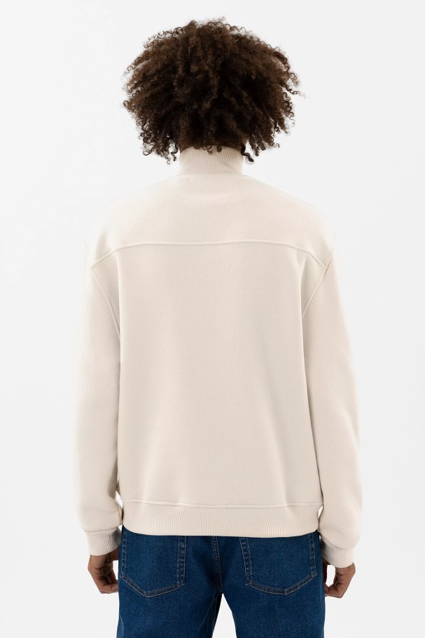 Axel Arigato Focus Sweatshirt Med Halv Glidelås Blek Beige