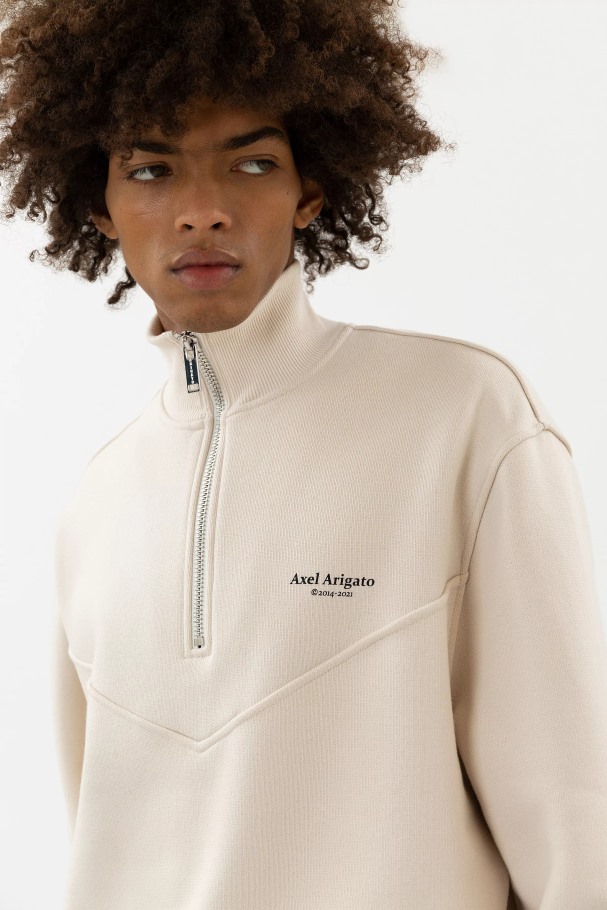 Axel Arigato Focus Sweatshirt Med Halv Glidelås Blek Beige