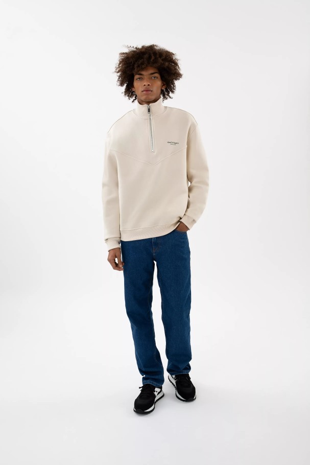 Axel Arigato Focus Sweatshirt Med Halv Glidelås Blek Beige