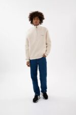 Axel Arigato Focus Sweatshirt Med Halv Glidelås Blek Beige - Bilde 4