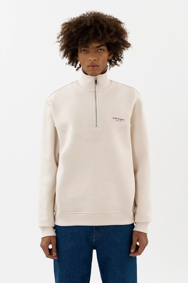 axel_arigato_focus_sweatshirt_med_halv_glidelas_blek_beige.jpg Axel Arigato Focus Sweatshirt Med Halv Glidelås Blek Beige - Bilde 1
