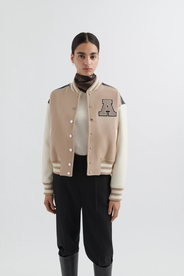 efoy_varsity_jakke_blek_beige_svart_axel_arigato.jpg Eføy Varsity Jakke Blek Beige Svart Axel Arigato - Bilde 1
