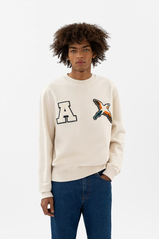 varsity_bee_bird_sweatshirt_blek_beige_axel_arigato.jpg Varsity Bee Bird Sweatshirt Blek Beige Axel Arigato - Bilde 1
